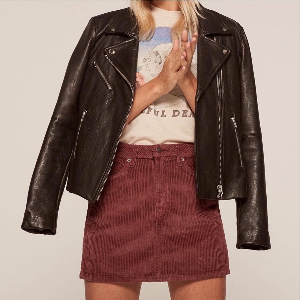 Reformation Abbey Skirt Rust Red Corduroy Mini Fall Boho - 2